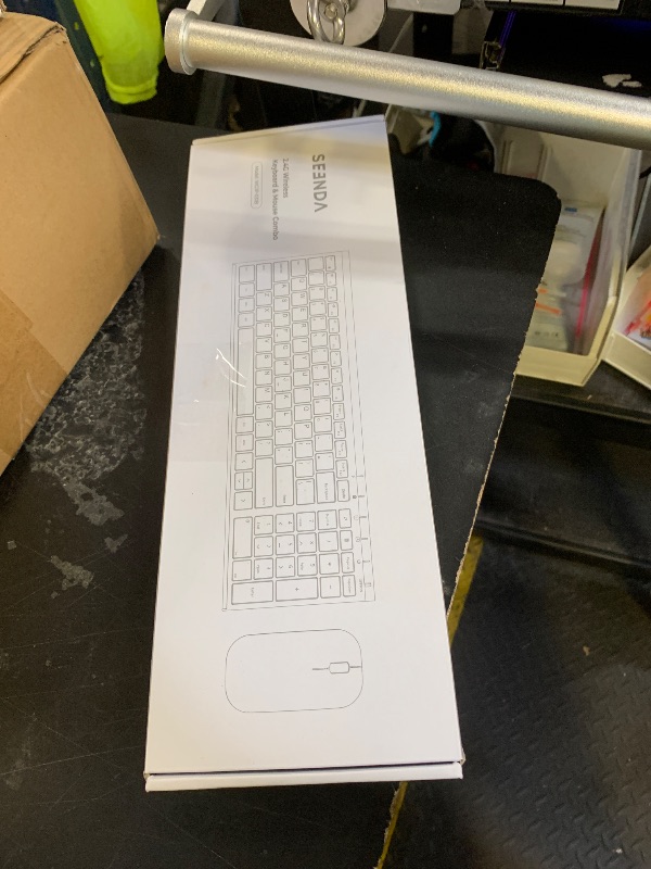 Photo 1 of seenda Rechargeable Wireless Keyboard Mouse, Ultra Thin Low Profile Wireless Keyboard and Mouse with Number Pad, Quiet Portable Combo Compatible for Windows XP/7/8/10/11/11 Pro, Black and Grey