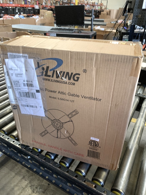 Photo 1 of iLiving ILG8G14-12T Automatic Gable Mount Attic Ventilator Fan with Adjustable Thermostat, 3.10 Amp, 1220 CFM, Single-Speed