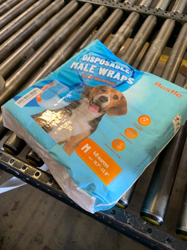 Photo 1 of Bestle Male Dog Wrap, Disposable Dog Diapers, 40 Count, M (Waist 19.7”-23.6”), Wetness Indicator, Ultra Protection, Leak Proof, Super Absorbent, Soft