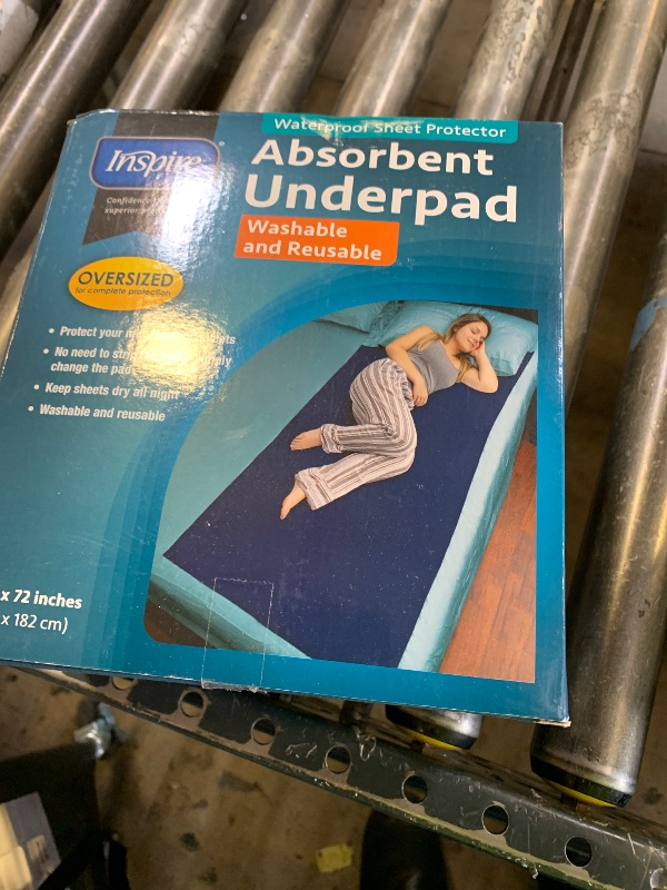 Photo 1 of Inspire Waterproof Washable Mattress Pad, Quilted and Dark Colored to Hide Stains, Oversized 34"x 72" – Adults and Kids Reusable Underpad for Incontinence