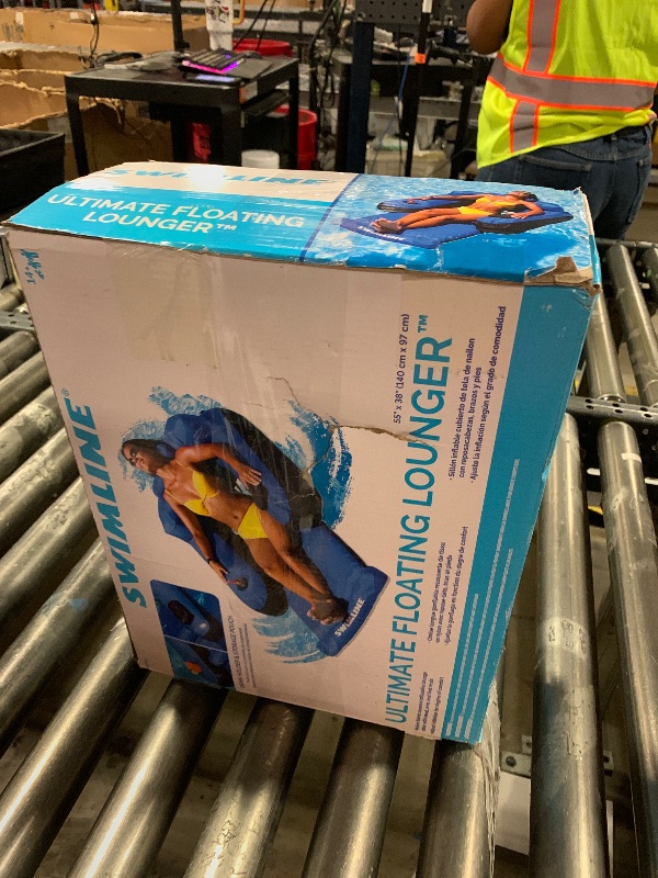 Photo 1 of SWIMLINE ORIGINAL Fabric Covered Pool Float Mattress Ultimate Lounger Raft For Adults & Kids | Back, Leg, & Arm Rests, Cup Holder, & Quick-Dry Cover For Adult Or Kid Floating & Lounging 9047