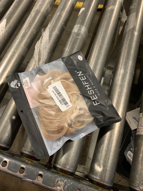 Photo 1 of FESHFEN Messy Bun Hair Pieces - Large Wavy Curly Elastic Hair Bun Scrunchies Ponytail Extensions Synthetic Chignon Hairpieces for Women, Mixed Blonde and Ash Blonde Tips 1.94oz