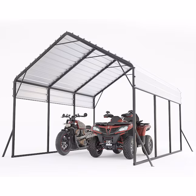 Photo 1 of Metal Carport Steel Heavy Duty Carport for All-Weather Permanent Shelter for Boats Pickup Trucks and Tractors N W 500 Lbs