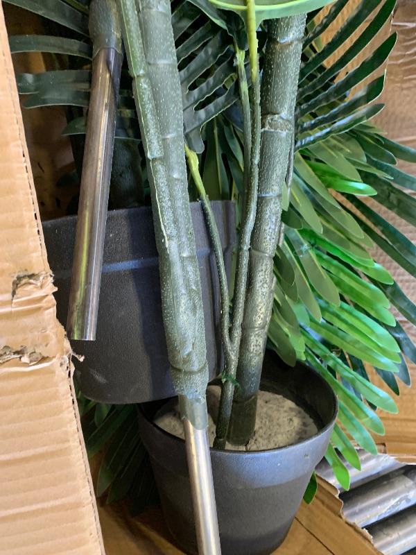 Photo 1 of Ruopei 7ft Artificial Palm Trees for Outdoor 2 Pack - Tall Fake Tree for Living Room - Artificial Floor Plant for Living Room Large Tropical Plants Indoor with Pot Bedroom Office Home Decor Outdoor
