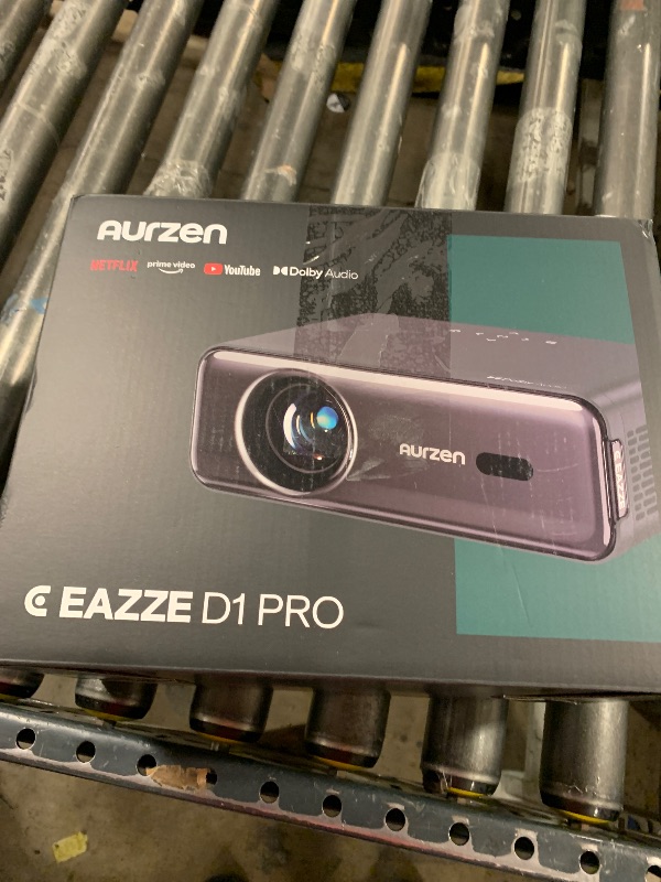 Photo 1 of Aurzen EAZZE D1 Smart Projector with 360° rotatable 15.75"-47.24" Height Adjustable Floor Stand, DoIby Audio & 36W Speakers, Auto Focus & Keystone, NetfIix Official 350 ANSI movie projector
