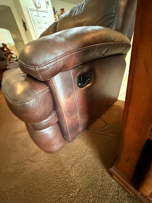 Photo 1 of LA-Z-BOY CHOCOLATE BROWN LEATHER RECLINER SOFA
