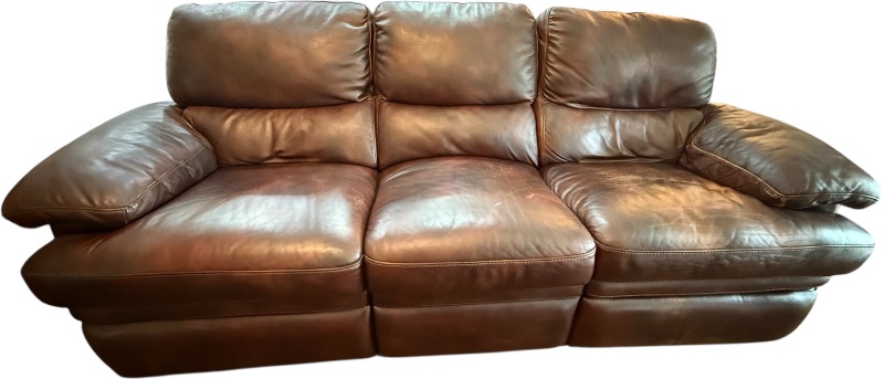Photo 1 of LA-Z-BOY CHOCOLATE BROWN LEATHER RECLINER SOFA
