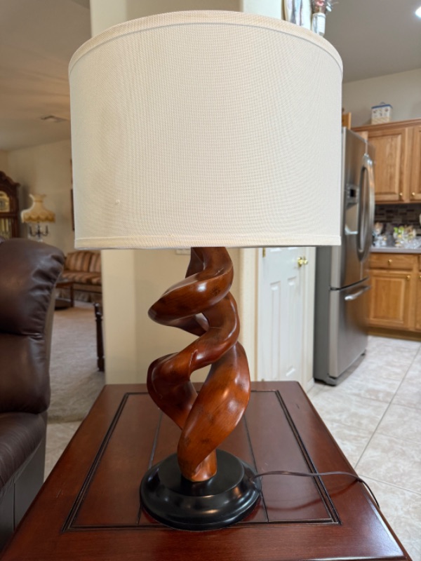 Photo 1 of MID CENTURY MODERN SCULPTED WALNUT TABLE LAMP H33”