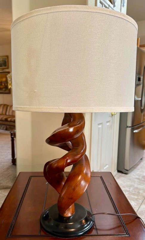 Photo 1 of MID CENTURY MODERN SCULPTED WALNUT TABLE LAMP  H33”