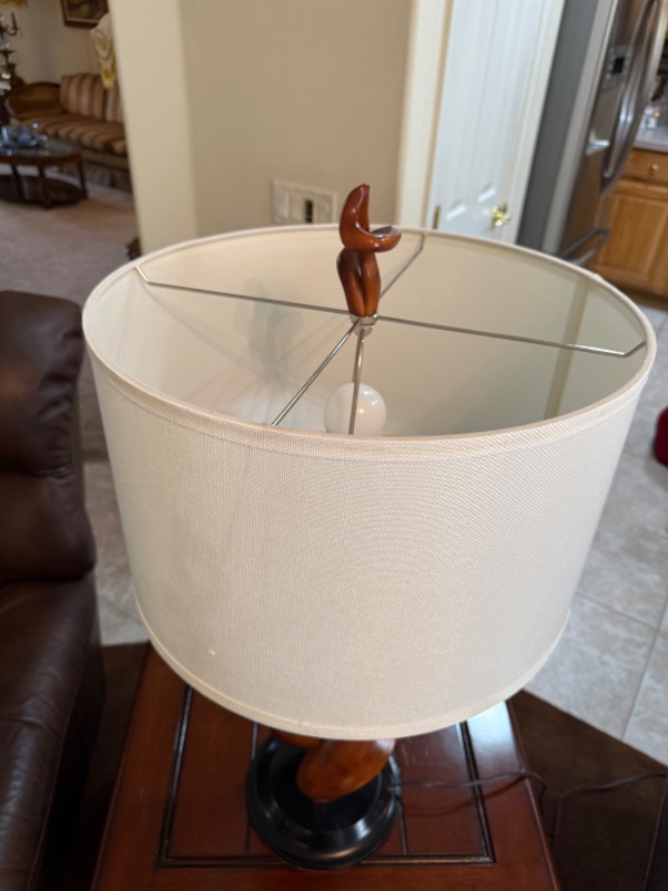 Photo 1 of MID CENTURY MODERN SCULPTED WALNUT TABLE LAMP  H33”