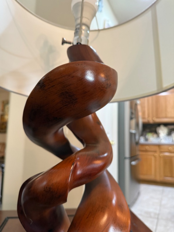 Photo 1 of MID CENTURY MODERN SCULPTED WALNUT TABLE LAMP  H33”