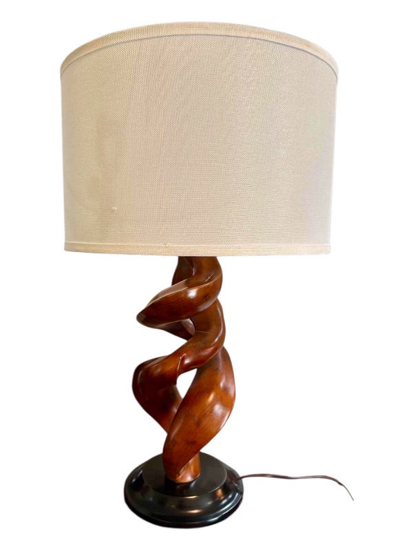 Photo 1 of MID CENTURY MODERN SCULPTED WALNUT TABLE LAMP  H33”
