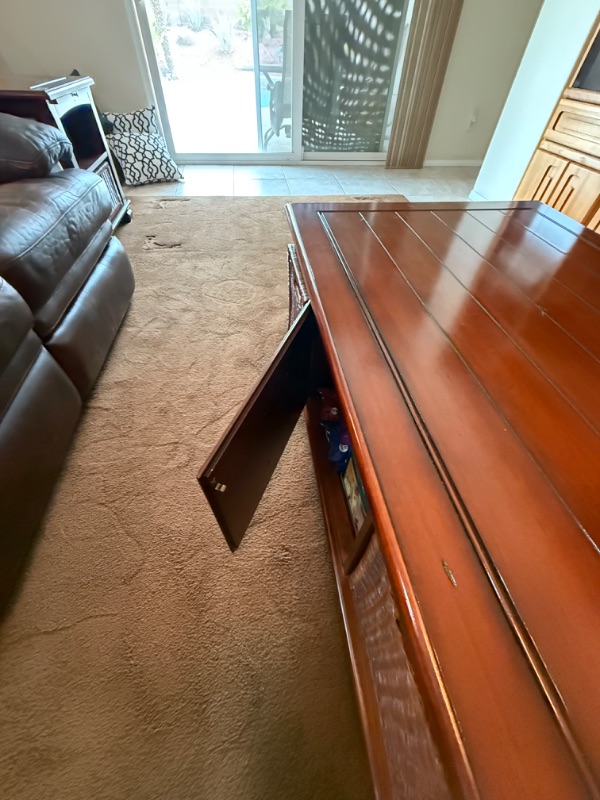 Photo 1 of WALNUT WOOD COFFEE TABLE W 2 PULL OUT BASKET  52”x33” H20”