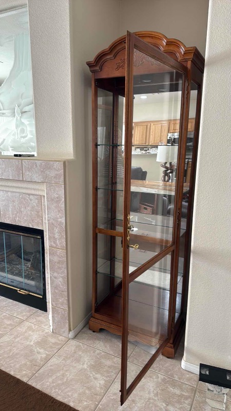 Photo 1 of HOWARD MILLER WALNUT WOOD CURIO DISPLAY CABINET 24”x12” H78”