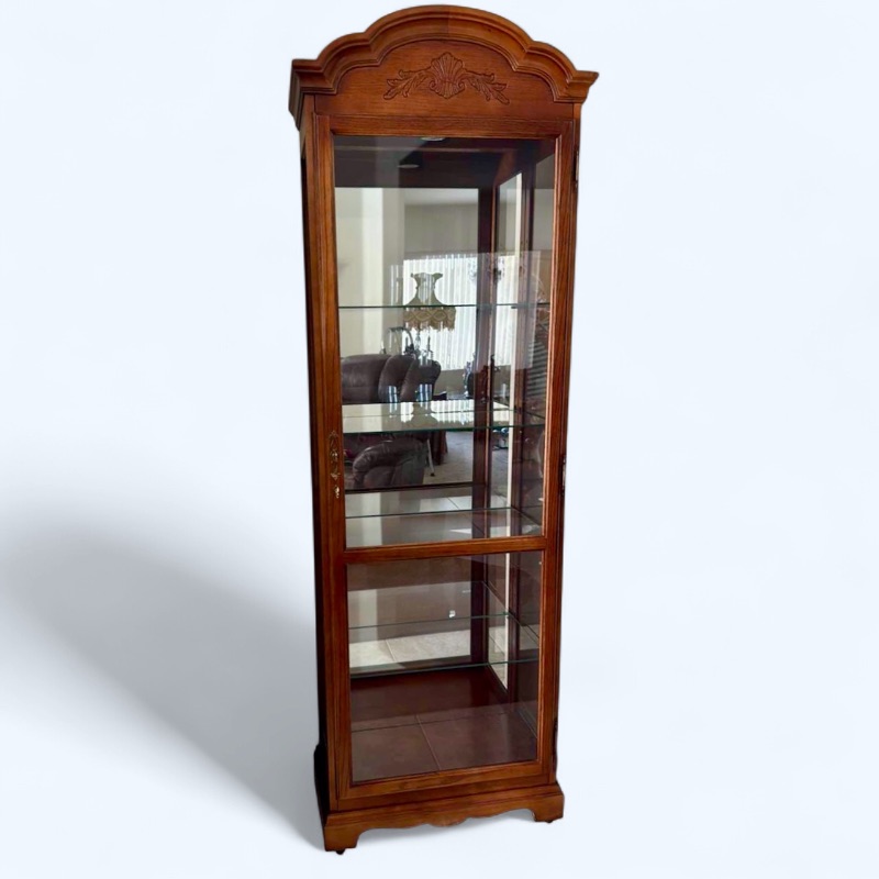 Photo 1 of HOWARD MILLER WALNUT WOOD CURIO DISPLAY CABINET 24”x12” H78”