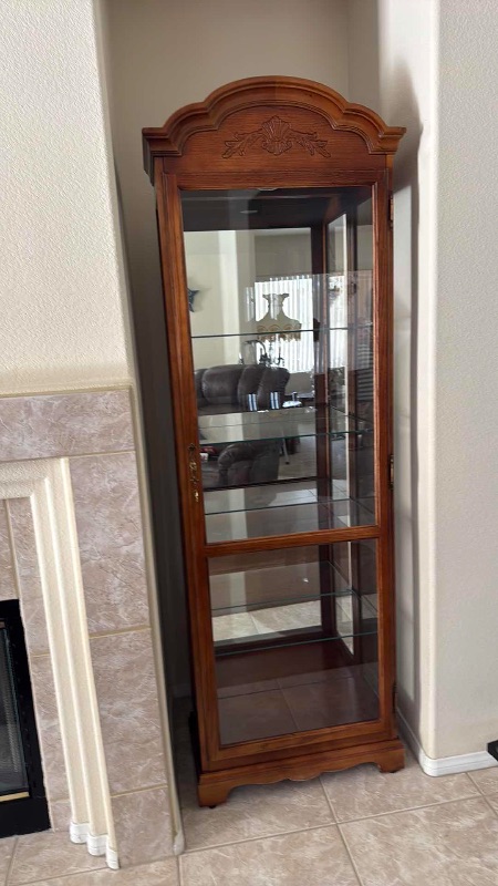 Photo 1 of HOWARD MILLER WALNUT WOOD CURIO DISPLAY CABINET 24”x12” H78”