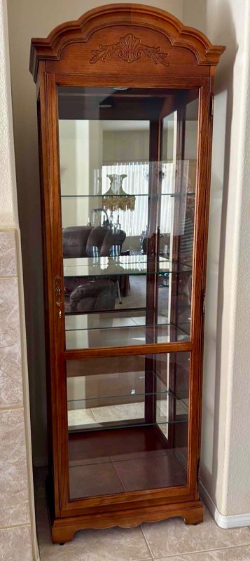 Photo 1 of HOWARD MILLER WALNUT WOOD CURIO DISPLAY CABINET 24”x12” H78”