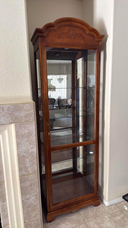 Photo 1 of HOWARD MILLER WALNUT WOOD CURIO DISPLAY CABINET 24”x12” H78”