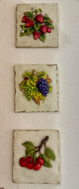 Photo 1 of 3-VINTAGE 3D FRUIT WALL PLAQUES  7”x 8”