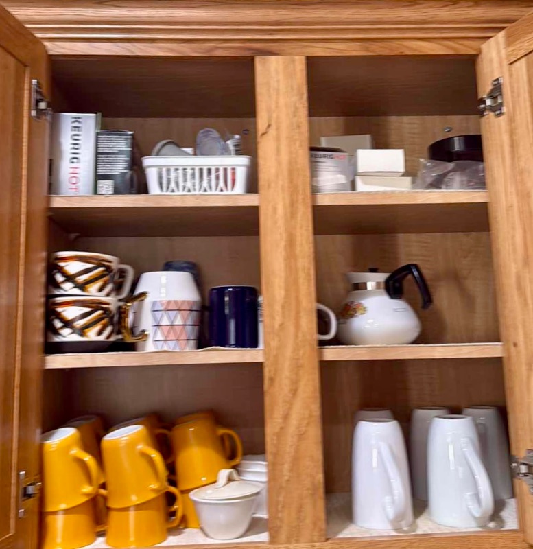 Photo 1 of CONTENTS OF KITCHEN CABINET-CUPS,COFFEE SUPPLIES