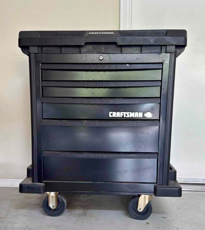 Photo 1 of BLACK CRAFTSMAN ROLLING  5 DRAWER TOOL CABINET  33” x 20” H39”