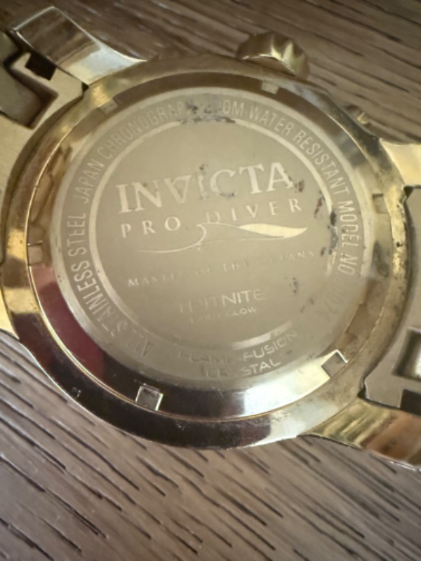 Photo 1 of INVICTA MENS PRO DIVER SCUBA SWISS CHRONOGRAPH BLACK DIAL GREEN 18K GOLD PLATED WATCH MODEL #80047