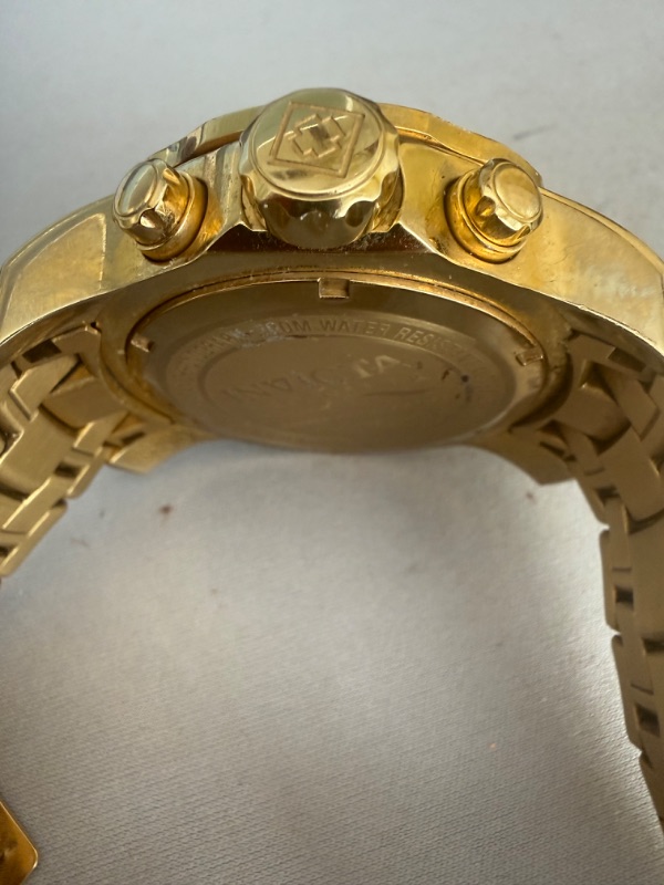 Photo 1 of INVICTA MENS PRO DIVER SCUBA SWISS CHRONOGRAPH BLACK DIAL GREEN 18K GOLD PLATED WATCH MODEL #80047