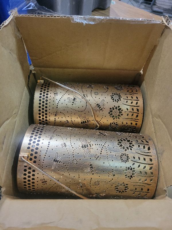 Photo 1 of 2 Pack Bee Outdoor Solar Hanging Lanterns Waterproof LED Solar Lights Metal Decorative Lanterns for Garden, Patio, Courtyard, Backyard, Yard Decor Unique Bee Gifts for Women Gardening