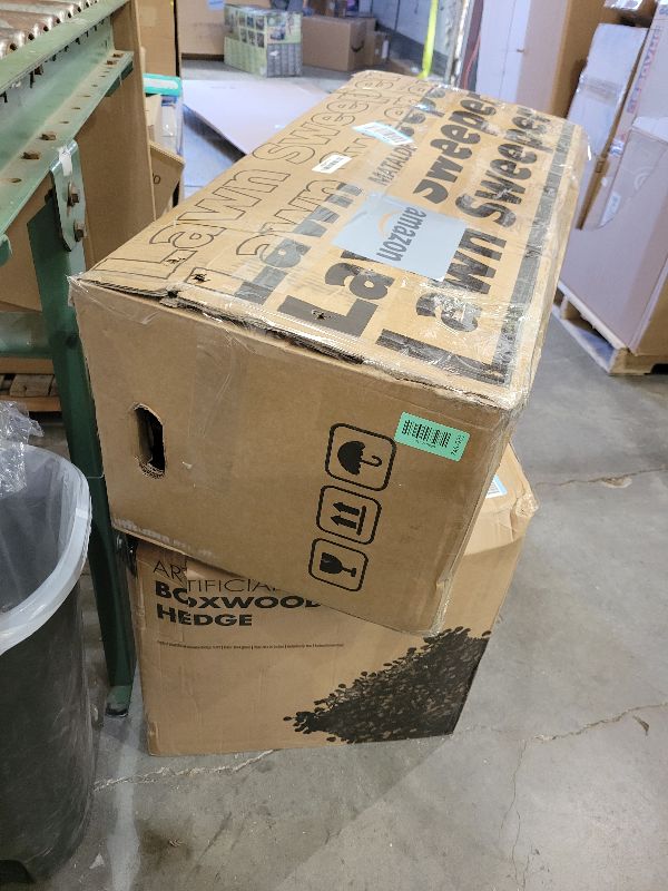 Photo 1 of MATALDE 26" Push Lawn Sweeper with 7.5 cu. ft Mesh Collection Hopper Bag, 100L Leaf Bag, 4 Adjustable Height Spinning Brushes, Steel Frame & Rubber Wheels – Quick Cleaning for Leaves and Grass,Grey