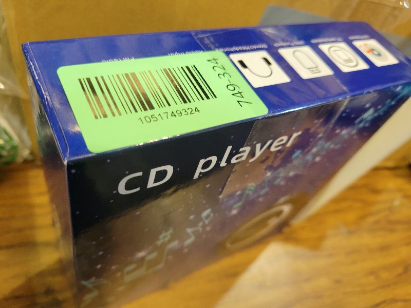 Photo 3 of Rugort Portable CD Player - Small Rechargeable Bluetooth 5.0 Player for Home with Headphones with HiFi Stereo Sound, CD Player for Car Through AUX with Anti-Skip Protection