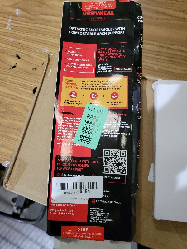 Photo 1 of (New) Work Orthotic Insoles - Anti Fatigue Medium Arch Support Shoe Insert Men Women - Plantar Fasciitis Flat Feet - Relieve Foot Pain - Work Boot Insoles Standing All Day (XL, Blue Lines)