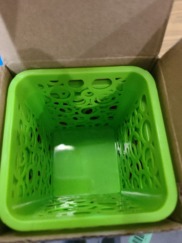 Photo 1 of 12 Pcs Desktop Pencil Holder Plastic Cups for Desk Hollow Square Classroom Pencil Baskets Office Storage Organizer for Kids Makeup Cosmetic Cup Home Classroom Drawer in 4 Bright Colors