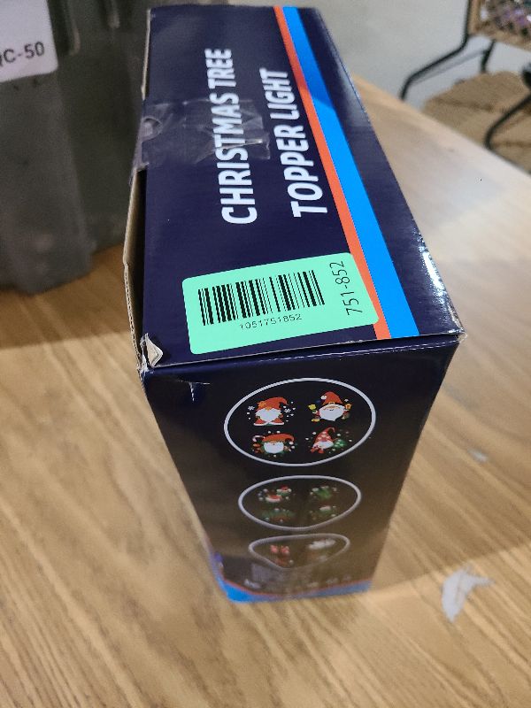 Photo 1 of 10" Christmas Tree Topper Projector with 6 Projection Modes, Lighted Christmas Tree Topper Star Built-in LED Rotation Light, 3D Glitter Dynamic TreeTop for Xmas Holiday Party Decorations Gift (Silver)