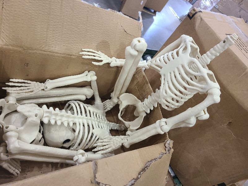 Photo 1 of 2 Pack 36" Halloween Skeleton Decorations, 3FT Realistic Full Body Movable Posable Joints Skeleton, Creepy Halloween Plastic Human Bones for Party Decor Lawn Haunted House Graveyard Props Outdoor