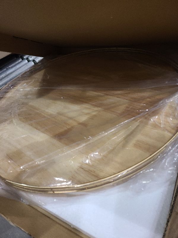 Photo 1 of 24 Inch Extra Large Lazy Susan Turntable - Premium Solid Oak Wood & Iron | Rustic Farmhouse Rotating Tray for Dining Table, Kitchen Countertop, Centerpiece Decor | Smooth 360° Spin | Durable & Stylish