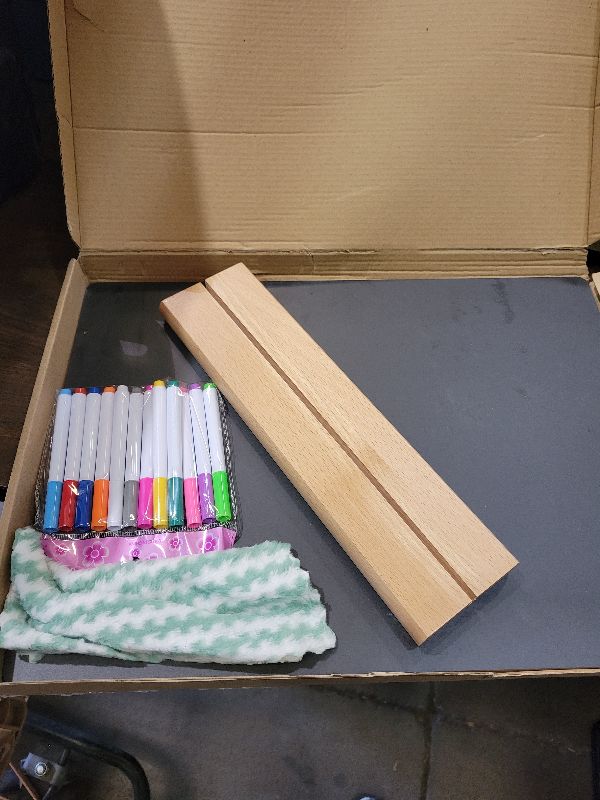 Photo 1 of 11.7x16.5 Inch Tabletop Chalkboard with Wood Base, Menu Chalkboard Stand, Message Board, Bar and Special Event Decorations, Hanging Double-Sided Chalkboard Sign for DIY Home Decoration?Beech