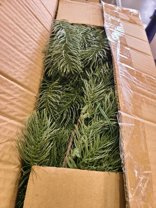 Photo 1 of 2PCS 9ft Pre-Lit Christmas Garland, Artificial Lighted Norfolk Pine Garland with Multi-Color Lights, Battery Operated Garland for Mantle Stairs Table Fireplace Xmas Decoration Outdoor & Indoor