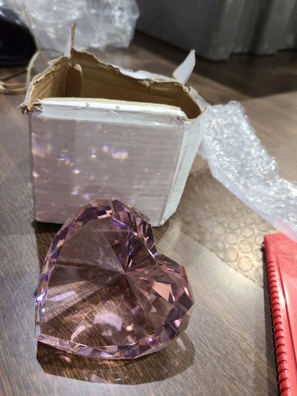 Photo 1 of 100mm K9 Crystal Diamond Paperweight for Home Decor, Office, Bridal Shower Favors, Romantic Gifts, Party Decorations(Pink)