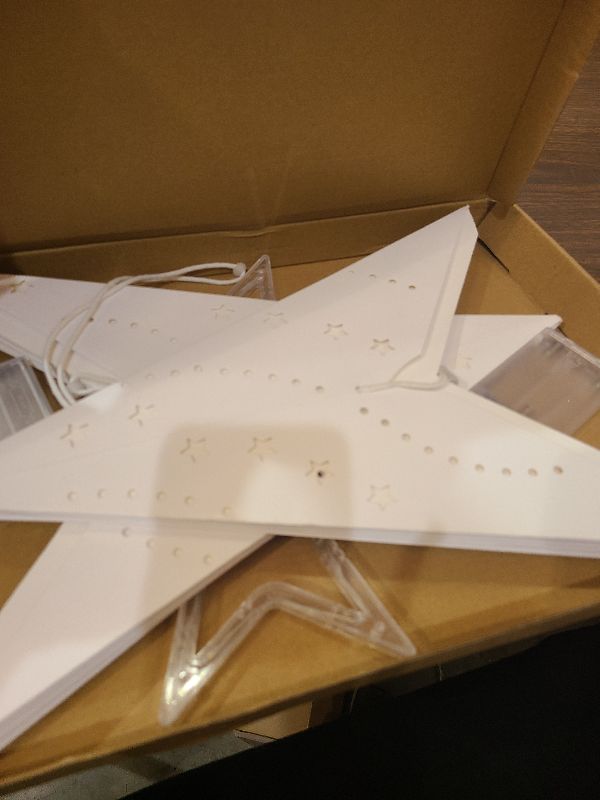 Photo 1 of 2 Pack 27 Inch Paper Star Lantern, 8 Modes 9-Pointed Star Diwali Hanging Lights, Christmas Decorations Lamp Indoor for Birthday Wedding Party, White