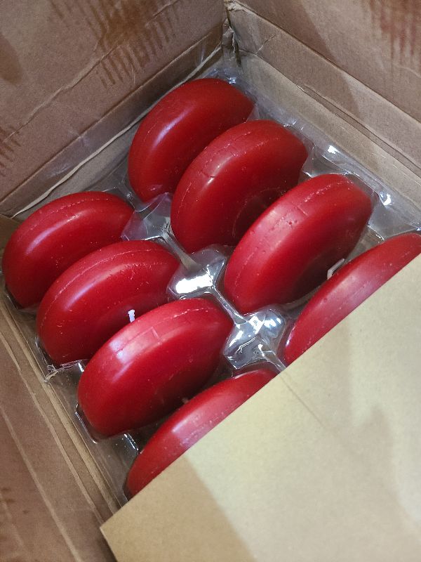 Photo 1 of 10 Hour Red Burgundy Floating Candles Large 3 Inch Unscented Dripless Pool Water Wax Candles for Vases, Centerpieces at Wedding, Party, Holiday, Set of 12