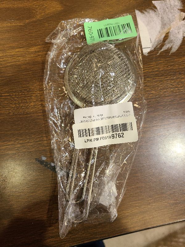 Photo 1 of 2 Pack Fine Mesh Strainers, Mini Stainless Steel Strainer with Handle for Kitchen, Metal Sieve Sifters for Straining Tea, Matcha, Cocktail, Juice and Coffee (8.6in 7.5in)
