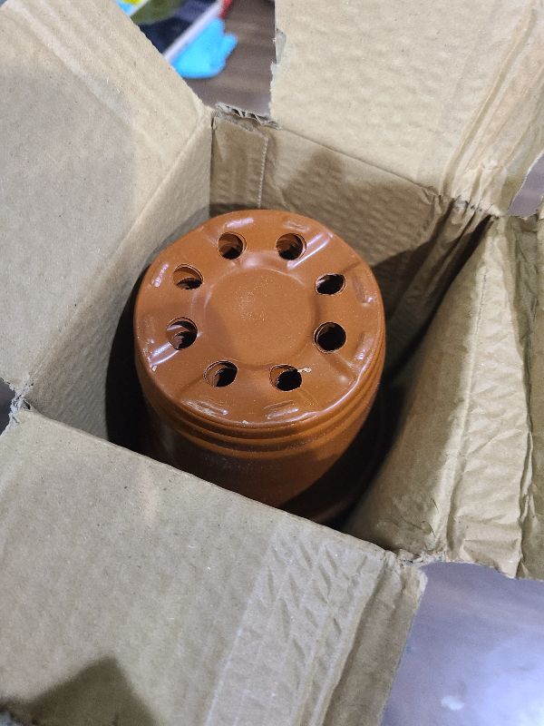 Photo 1 of 100 Pieces Plastic Plant Nursery Pots Reusable Plant Seeding Nursery Pot Flower Plant Containers Seed Starting Pots for Gardens, 3 Sizes (Brown)