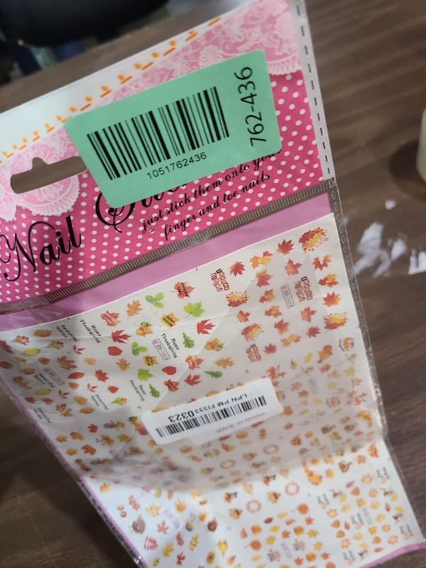 Photo 1 of 12 Sheets Fall Maple Leaf Nail Art Stickers Autumn Water Transfer Nail Decals Thanksgiving Day Nail Art Supplies Turkey Pumpkin Leaves Scarecrow Nail Design Slider Stickers for Women Nail Decorations