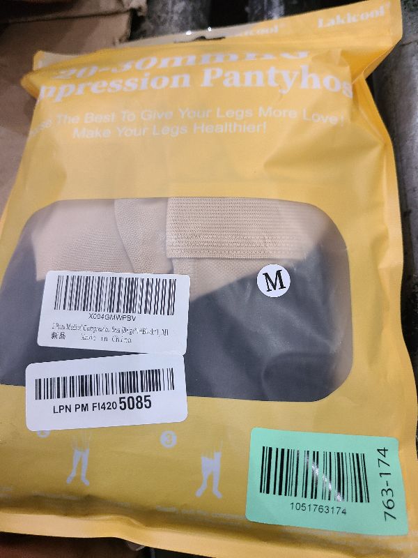 Photo 1 of 2 Pairs Medical Compression Pantyhose for Women, 20-30mmHg Graduated Support Tights, Opaque Footless Waist High Compression Stockings Leggings for Varicose Veins, Edema?DVT(Beige*1+Black*1, M)