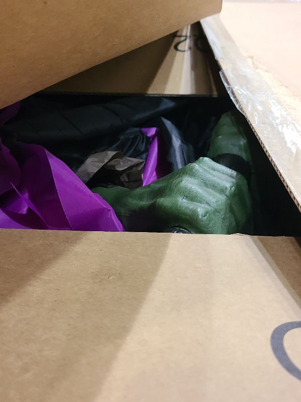 Photo 1 of 10.5FT Outdoor Animated Flying Witch Halloween Decor on Broom, Sound Activation,Eyes Glowing,Scary Sounds, Animatronics Hover Witch for Garden Yard Lawn Decorations