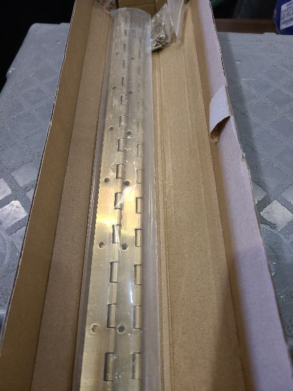 Photo 1 of 16 Inch Gold Stainless Steel Piano Hinges, 4 Pcs Continuous & Piano Hinge with Holes, Heavy Duty Piano Hinge 0.04" Leaf Thickness, 1.2'' Open Width for Furniture Cabinet Door Wooden Box Woodworking