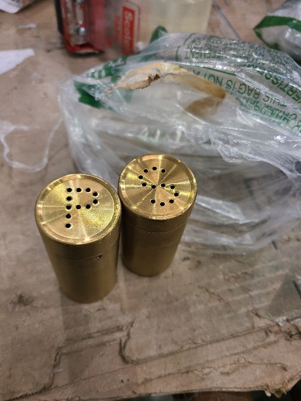 Photo 1 of 2Pcs Salt and Shakers Set, 7 Ounce Stainless Steel Salt and Dispenser Gold Jar Rustproof Seasoning Bottle Easy Filling Salt and Shakers for Modern Home Kitchen