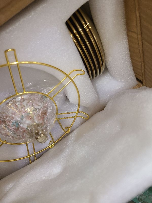 Photo 1 of 20 Pieces Porcelain Tea Set With Metal Holder, European Ceramic tea set for adults,Flower Tea Set,Tea Set For Women With Flower Painting(Large version, Red)