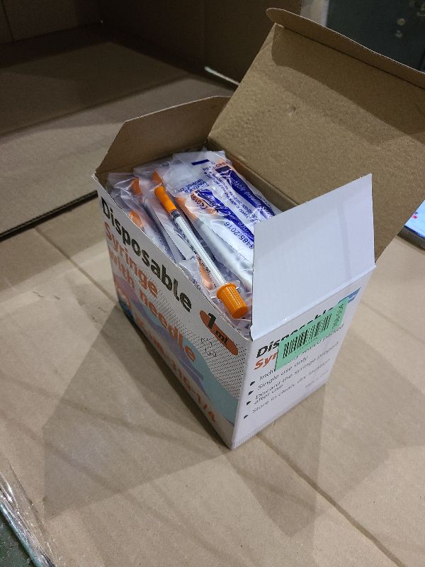 Photo 1 of 1ML Syringe, Lab Supplies Syringes 31G 1/4 Inch, Individually Wrapped, Pack of 100