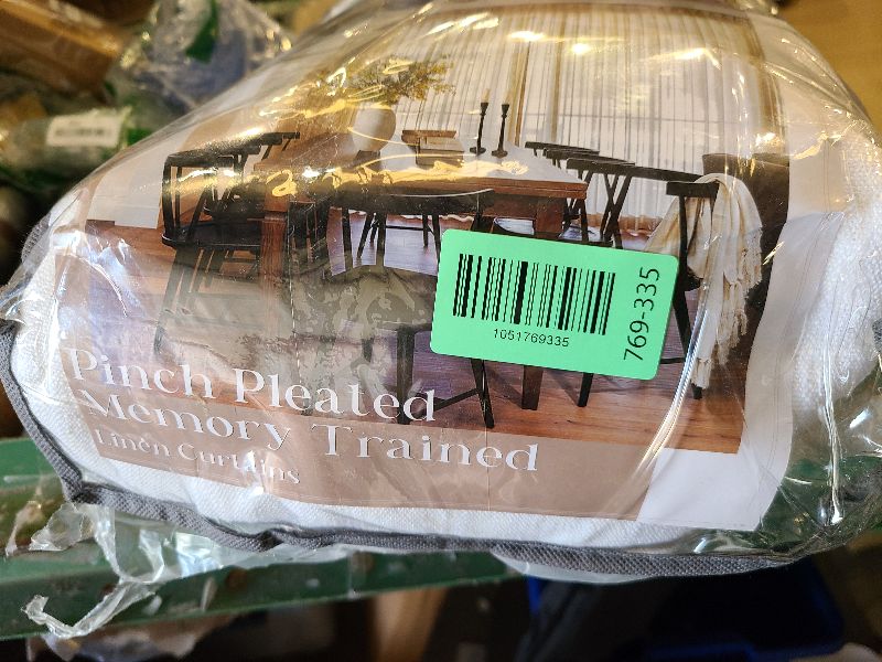 Photo 1 of 102 Inch Long Curtains for Living Dining Room Pinch Pleated Back Tab Light Filter Privacy That Let Light in Drapes 2 Panels Set Boho Neutral Beige White Ivory Linen Curtain Panels 102 Inch Length